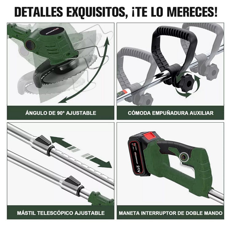 Podadora Desbrozadora Inalámbrica 1800W de Alto poder – Corte Rápido y Potente