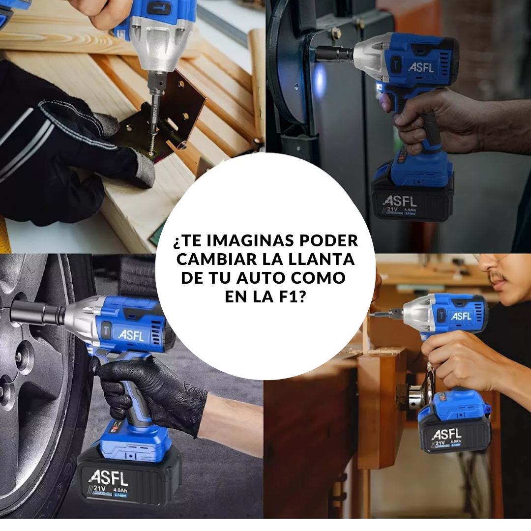 Llave Pistola De Impacto Inalámbrica + Kit Súper Completo con 2 Baterías