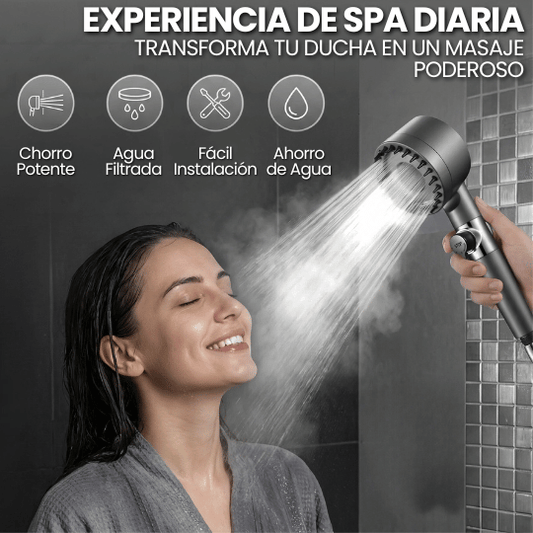 Regadera de Alta Presión con Filtro y Masaje Tipo Spa