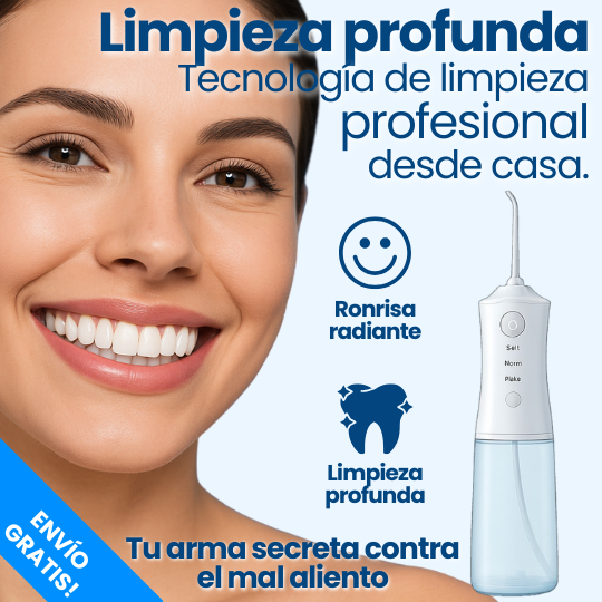 Irrigador Bucal - ¡Lava tus dientes, lengua y encías con agua a presión!