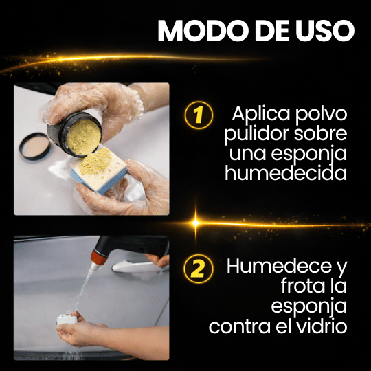 Polvo Pulidor de Vidrio para Auto y Espejos - Visibilidad Clara Sin Rayas