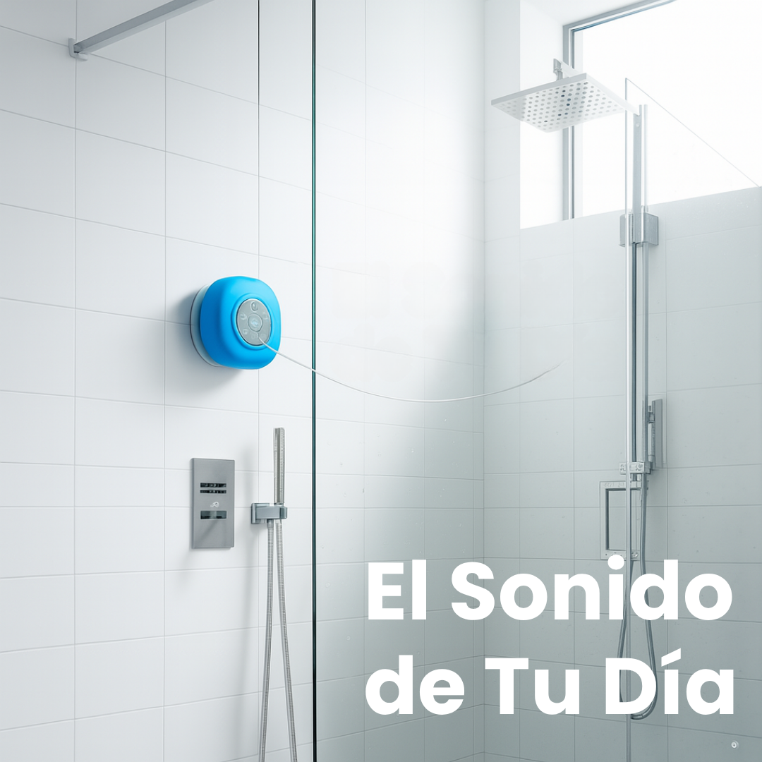 Bocina para Regadera con Bluetooth y Ventosa - Portátil & Resistente al Agua