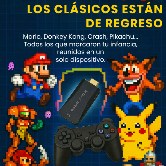 Consola de Videojuegos Retro 4K con 10,000 Juegos Clásicos Plug & Play + 2 Controles Inalámbricos