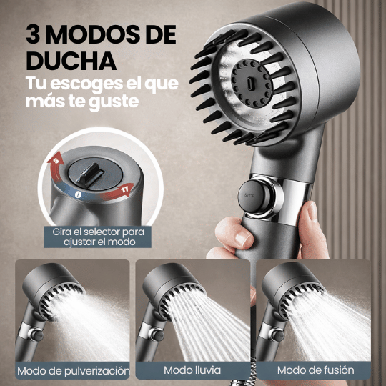 Regadera de Alta Presión con Filtro y Masaje Tipo Spa