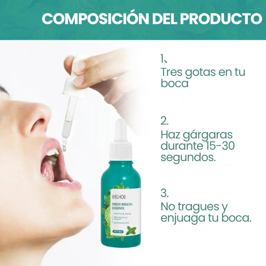 Esencia Bucal Anti-Mal Aliento - ¡Aliento Fresco por 8 hrs! 4x2