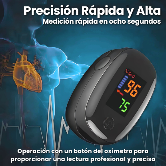 Oxímetro Digital de Dedo 2 en 1: Mide Oxigenación y Ritmo Cardíaco