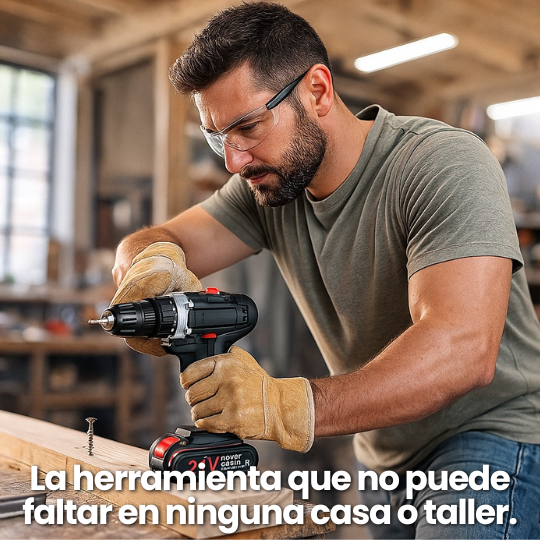 Taladro Inalámbrico + Maletín con Kit Super Completo de Brocas y Puntas Intercambiables