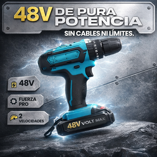 Taladro Azul Bateria Cuadrada 48v