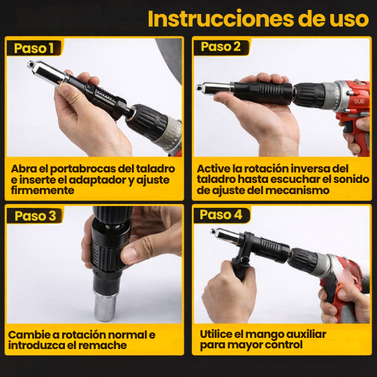 Cabezal Adaptador de Remachadora para Taladro Eléctrico