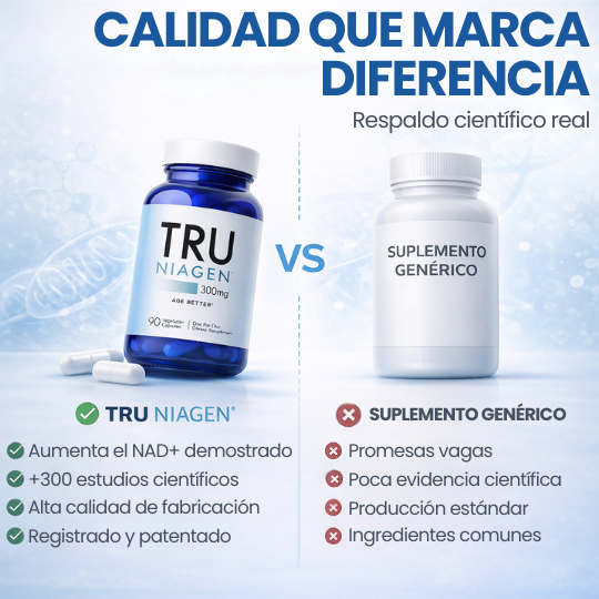 Suplemento Tru Niagen de Nicotinamida para Aumentar NAD+ 90 cáps - ¡Energía Celular y Longevidad!