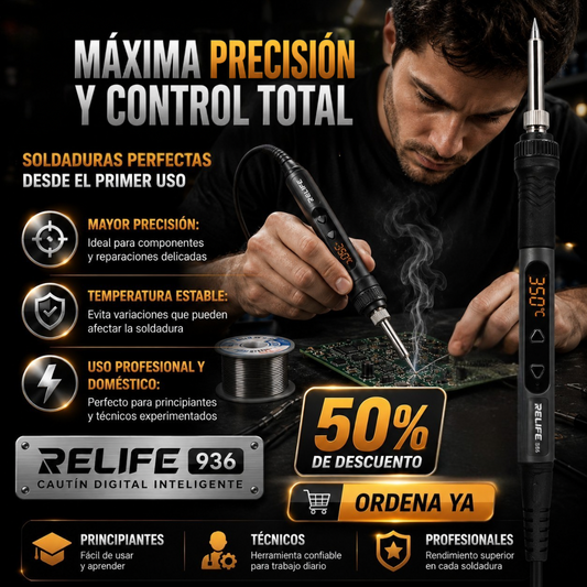 Cautín Digital Profesional 90W con Temperatura Ajustable de Calentamiento Rápido y Punta Removible