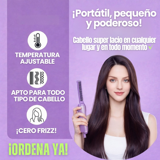 Cepillo Alisador Portátil con Calentamiento Rápido - Alisa y Reduce Frizz en Minutos