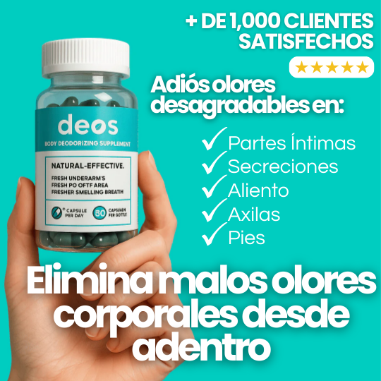 Deos - Suplemento Desodorante Interior - ¡Elimina el mal olor corporal desde adentro!