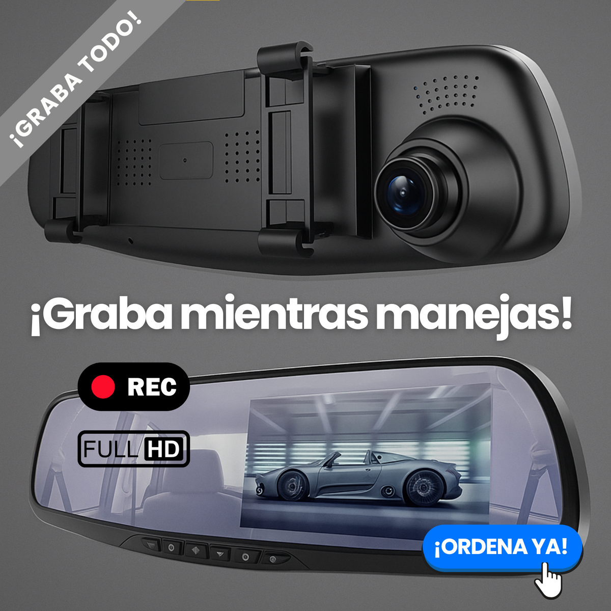 Espejo retrovisor con Cámara y Pantalla + Camara trasera