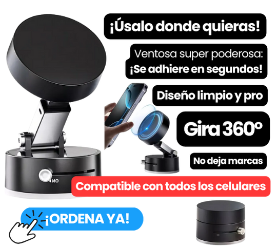 Soporte Magnético para Celular Con Ventosa - Rotación 360°