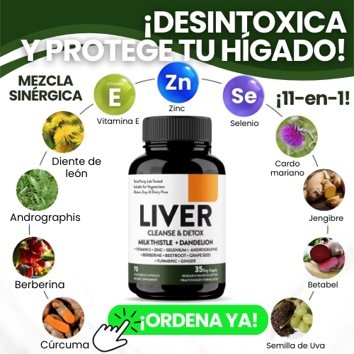 LIVER Suplemento Natural para la Limpieza, Desintoxicación y Salud del Hígado