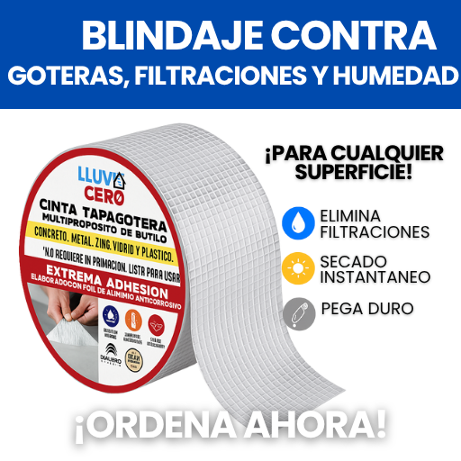 Cinta Impermeabilizante Tapa Goteras, anti-humedad y anti-filtraciones de auga - 5 CM de ancho