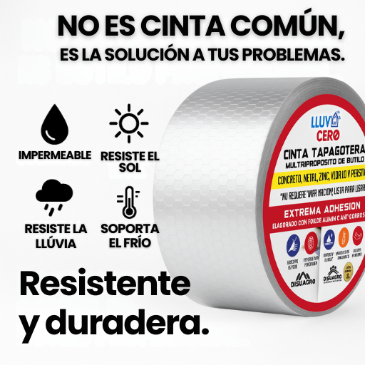 Cinta Impermeabilizante Tapa Goteras, anti-humedad y anti-filtraciones de auga - 5 CM de ancho