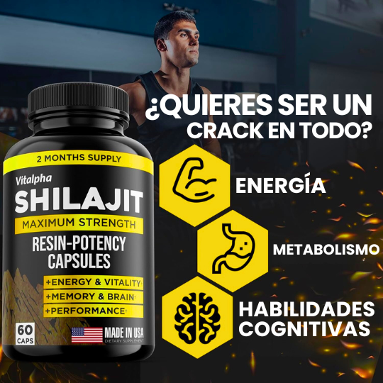 Suplemento Natural de Shilajit – Potencia, Resistencia y Enfoque Mental (60 Cápsultas)